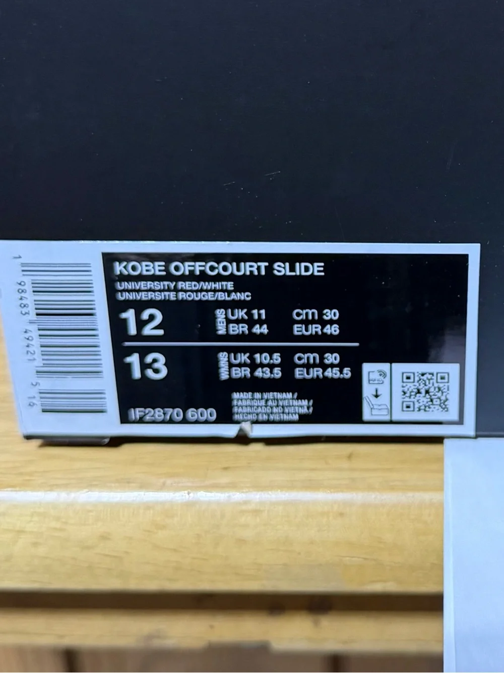 Nike Kobe Offcourt Slide Sandals Red White Logo Comfort IF2870-600 Mens 12 NEW